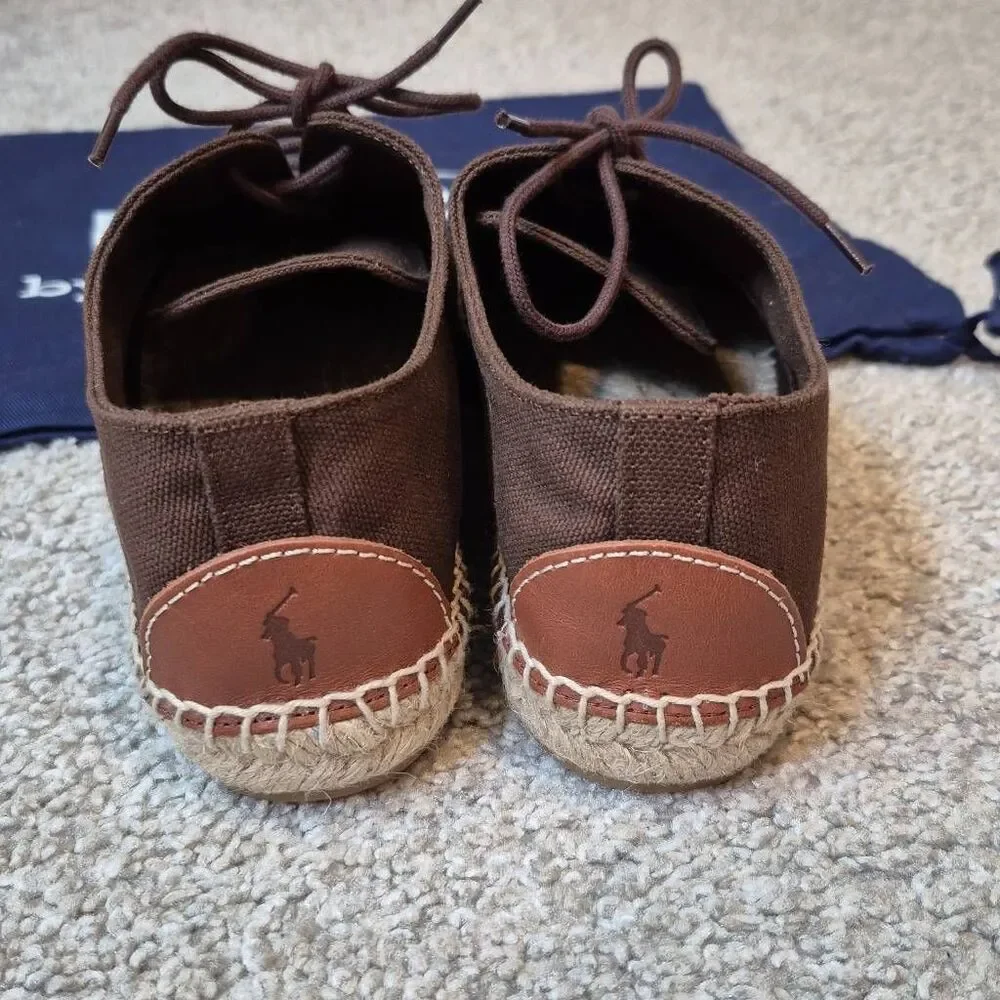 Polo by Ralph Lauren Canvas Lace Up Espadrille Chocolate Size 8